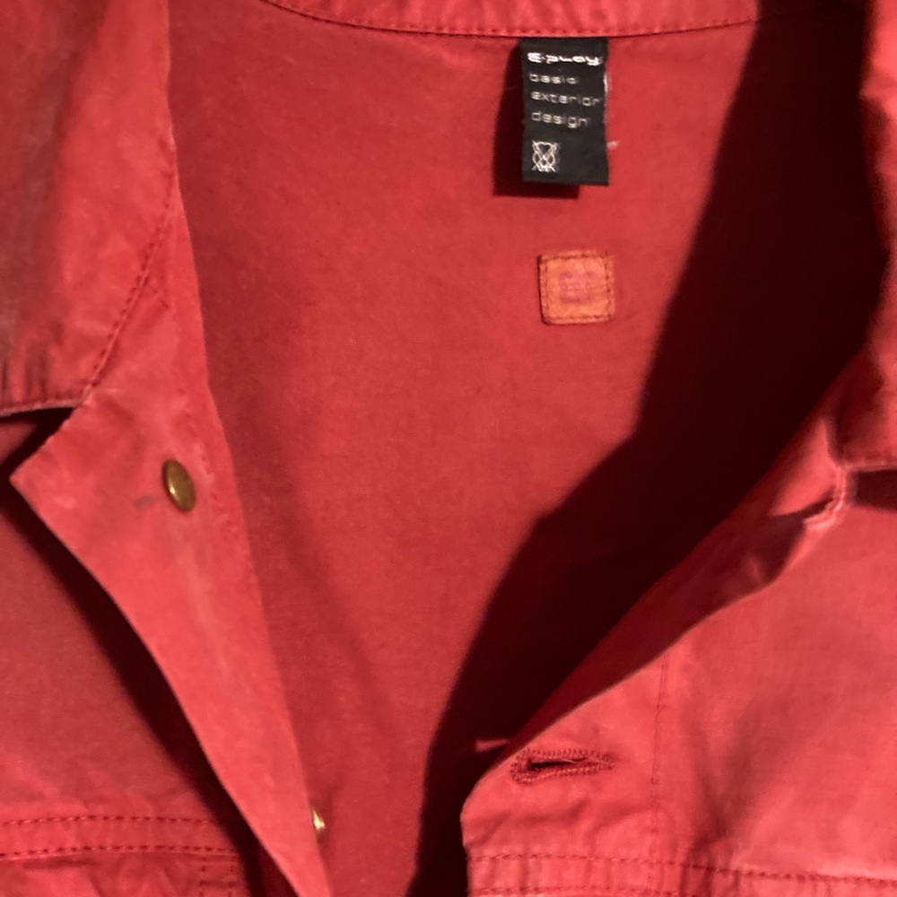 Italian Red Cotton Jacket E Play Basic Exterior D… - image 4